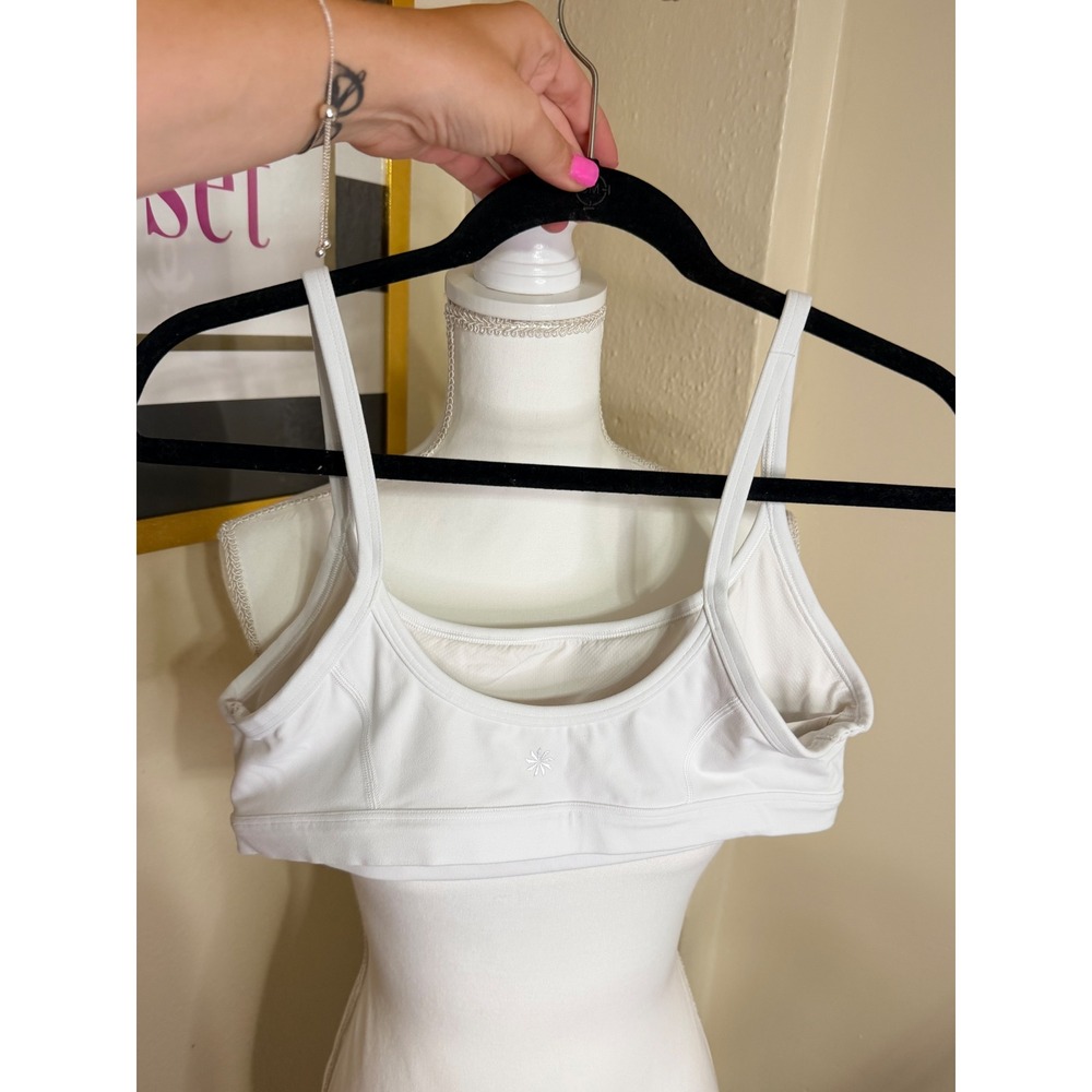 Athleta White Double Strap Sports Bra Medium Activewear Yoga Gym Top - Picture 2 of 3